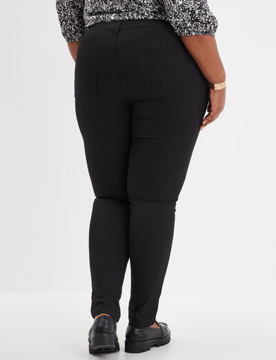 Pantalon slim taille haute et élastiquée noir femme grande taille