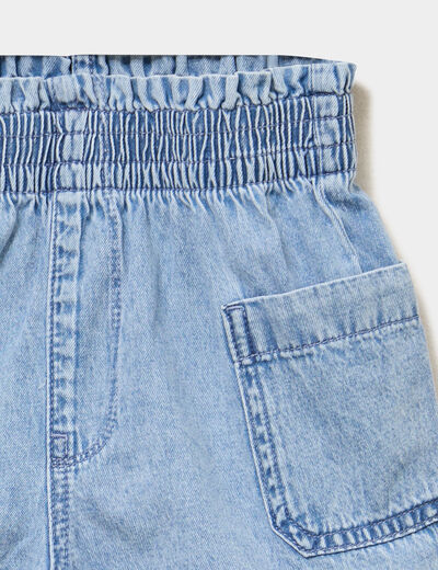 Short en jean paperbag taille &eacute;lastiqu&eacute;e denim triple stone fille