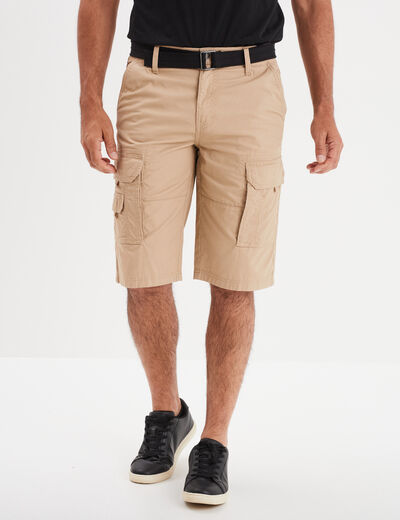Bermuda cargo côtelé ceinturé Trappeur beige homme