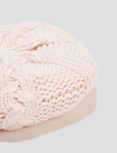 Béret tricoté avec torsades sable femme