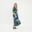 Robe longue évasée noir femme