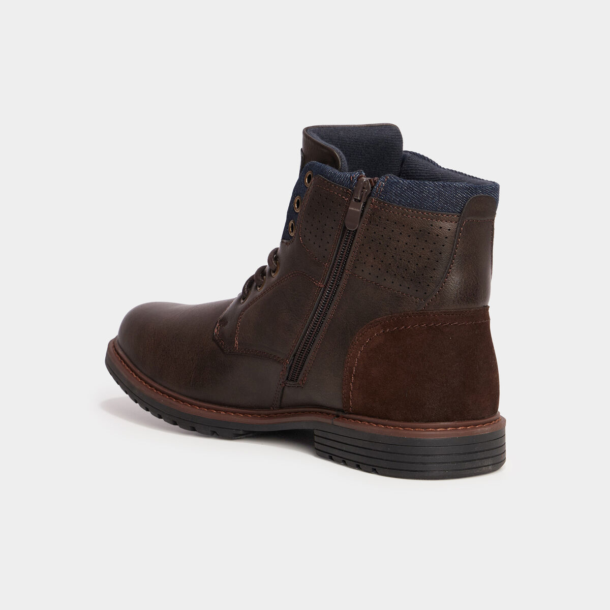 Bottines zipp&eacute;es et crant&eacute;es marron homme
