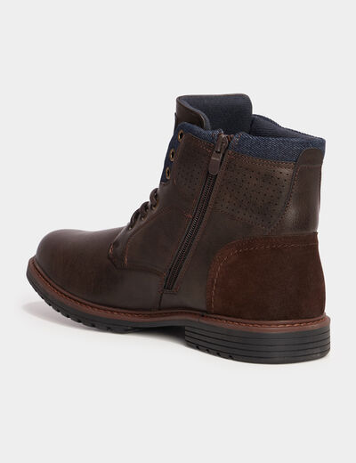 Bottines zipp&eacute;es et crant&eacute;es marron homme