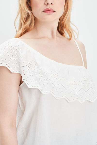 Blouse asymétrique ivoire femme