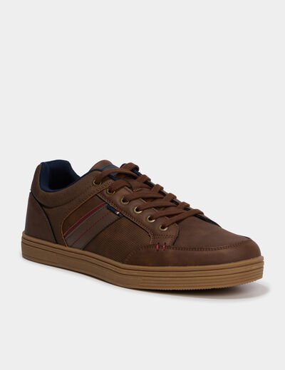 Baskets &agrave; lacets marron homme