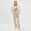 Pull manches longues col rond gris clair femme