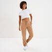 Pantalon de jogging large élastiqué taupe femme