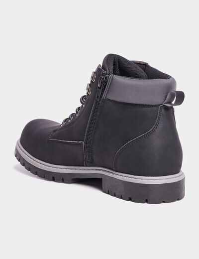 Boots crantées zippées Trappeur noir garçon