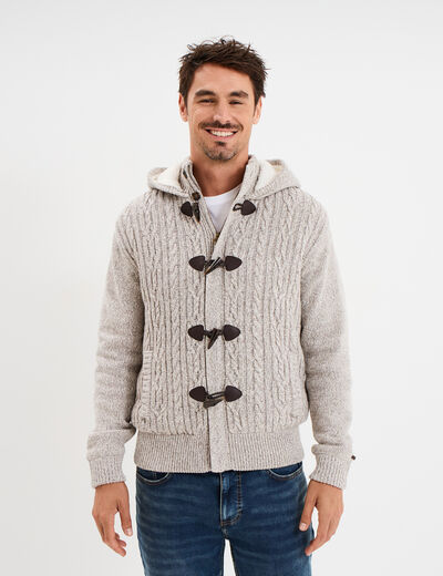 Gilet &agrave; capuche fourr&eacute;e ivoire homme
