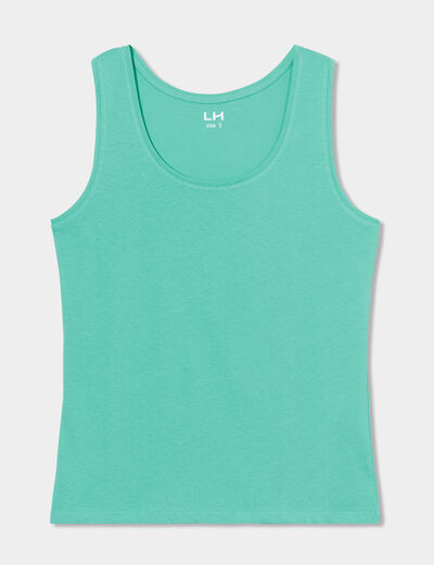 Débardeur bretelles larges coton vert menthe femme