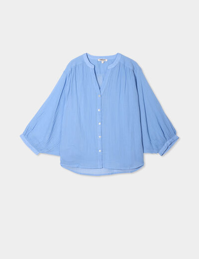 Blouse oversize manches chauves-souris bleu clair femme
