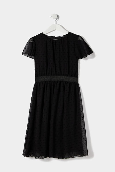 Robe de soirée évasée plumetis Liberto noir fille