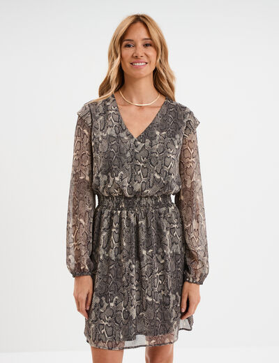 Robe courte taille élastiquée blanc femme