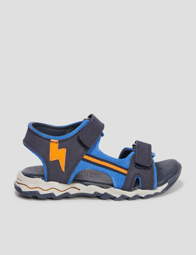 Sandales à scratchs en cuir Creeks Polis bleu marine garçon