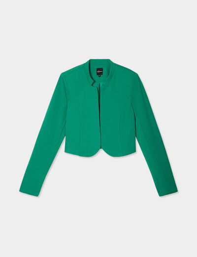 Veste boléro stretch manches longues vert émeraude femme