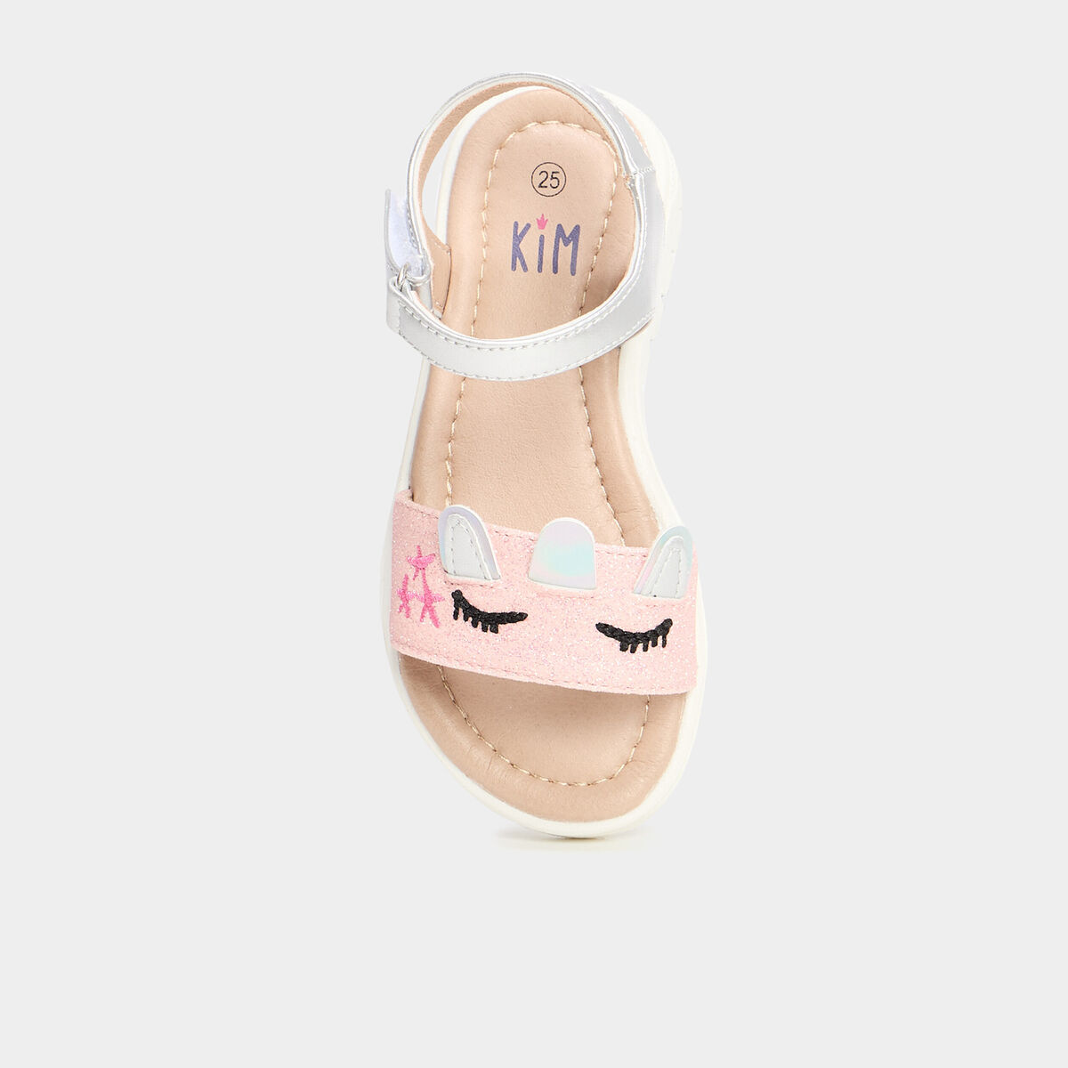 Sandales plates &agrave; paillettes rose fille