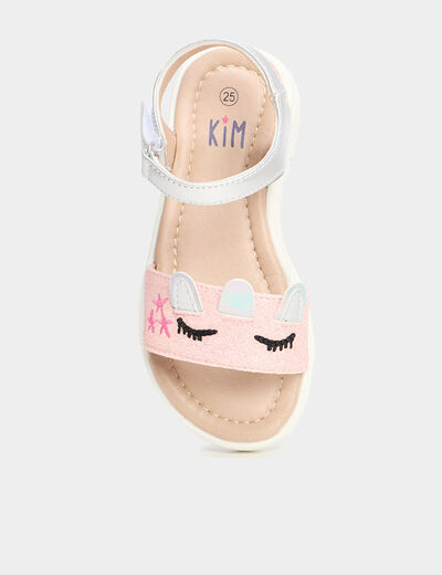 Sandales plates à paillettes rose fille