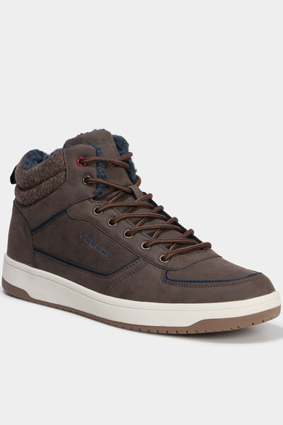Baskets montantes fourr&eacute;es marron fonc&eacute; homme