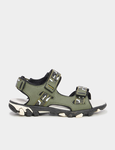 Sandales avec scratchs vert kaki garçon
