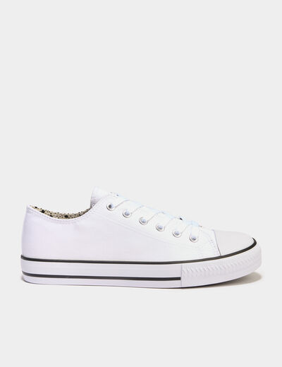 Tennis basses en toile à lacets blanc femme