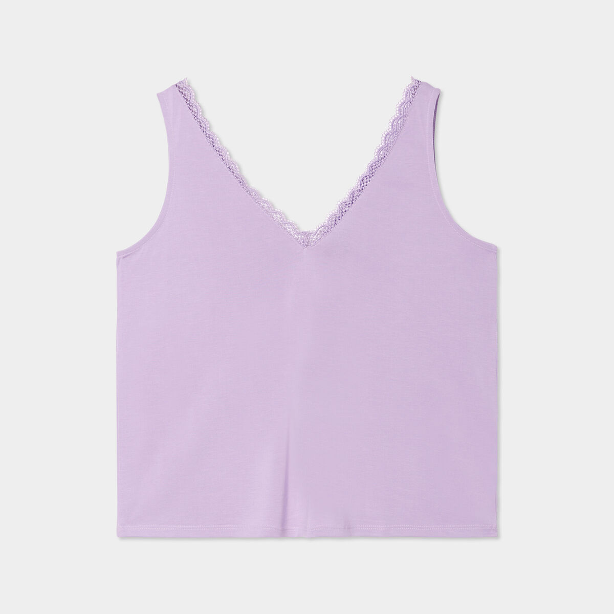 Débardeur dentelle col sans manches parme femme
