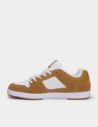 Baskets en cuir su&eacute;dine antid&eacute;rapantes marron cognac homme