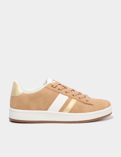 Tennis basses avec lacets sable femme