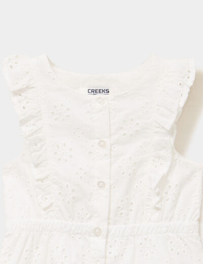 Combishort broderie anglaise coton blanc b&eacute;b&eacute; fille