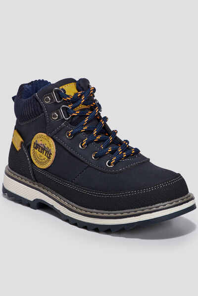 Bottines crantées Trappeur bleu marine garçon