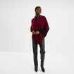 Poncho asym&eacute;trique prune femme
