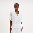 Blouse col chemise oversize coton blanc femme
