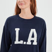 Pull col rond manches longues Creeks bleu marine femme