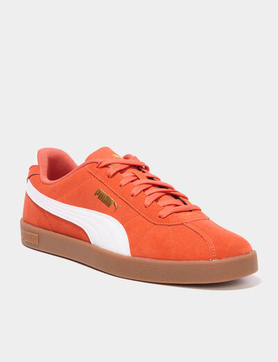 Tennis basses &agrave; lacets en cuir Puma Club orange fonc&eacute; homme