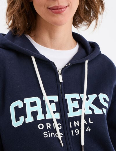Sweat zippé à capuche Creeks Original bleu marine femme