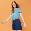 T-shirt manches courtes coton vert canard femme