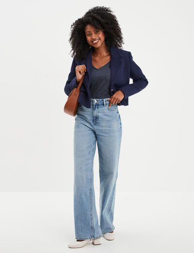 T-shirt manches longues 1 poche Creeks bleu marine femme