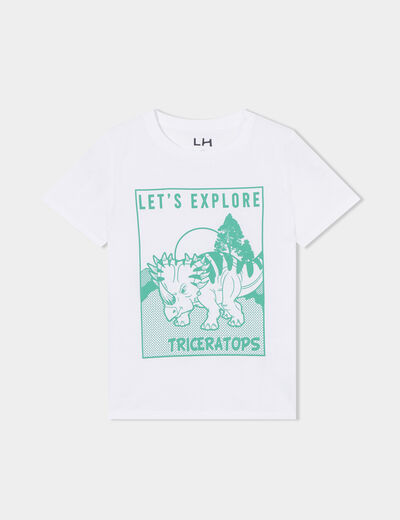 T-shirt col rond manches courtes coton blanc garçon
