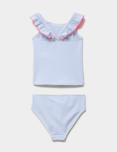 Maillot de bain 2 pi&egrave;ces volants bleu clair b&eacute;b&eacute; fille