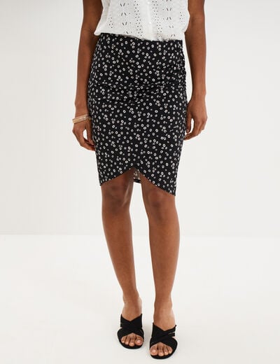 Jupe courte taille &eacute;lastiqu&eacute;e stretch noir femme