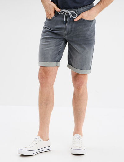 Bermuda droit à coulisse en jean Creeks denim gris homme
