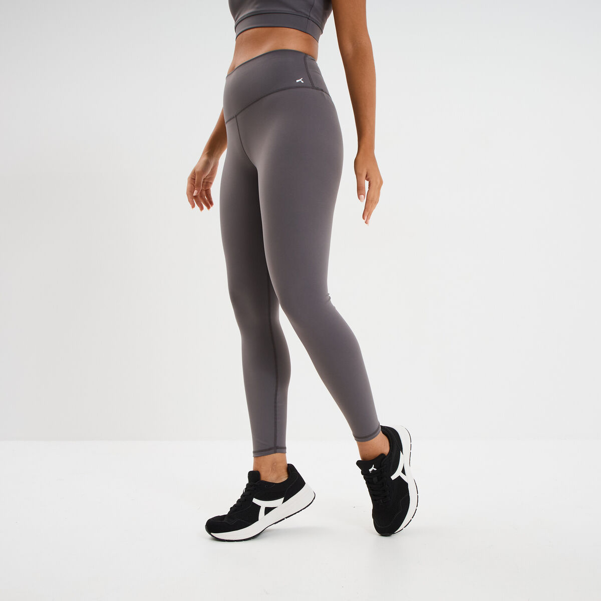 Legging de sport gainant taille haute gris fonc&eacute; femme