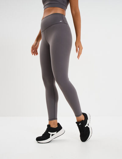 Legging de sport gainant taille haute gris fonc&eacute; femme
