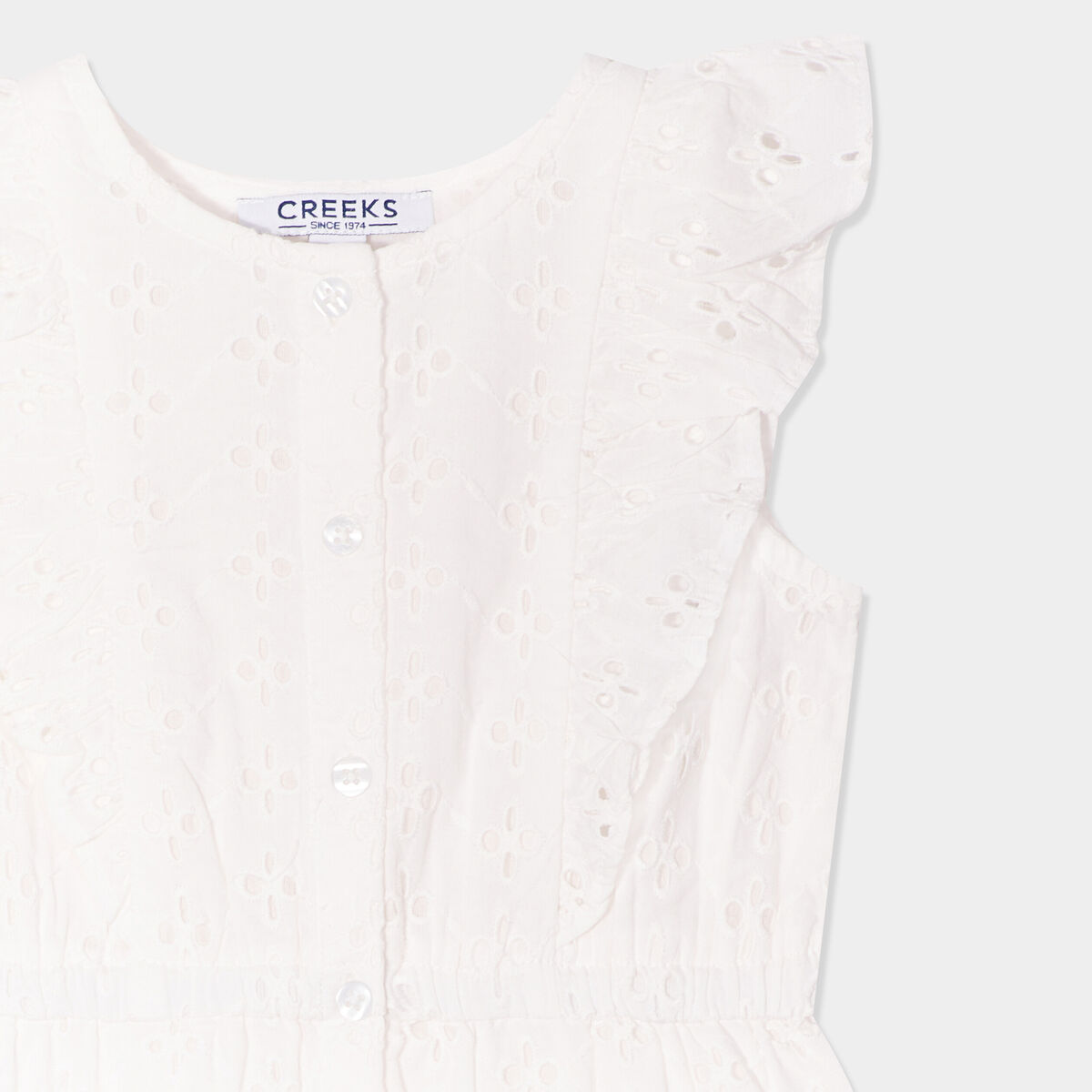 Combishort coton broderie anglaise blanc bébé fille