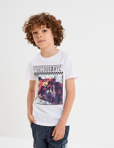 T-shirt manches courtes coton blanc garçon