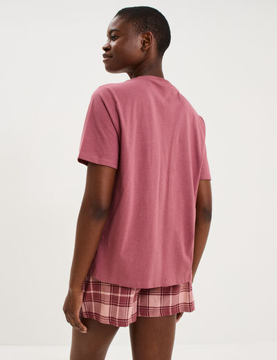 Ensemble pyjama short et t-shirt coton rose femme