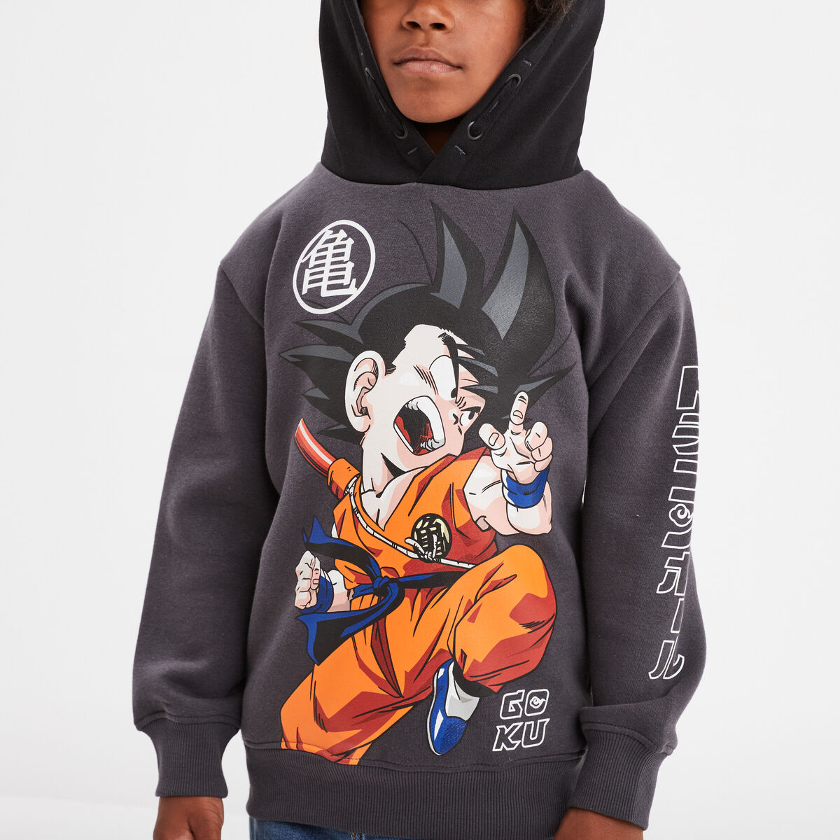 Sweat à capuche hoodie Dragon Ball Goku gris foncé garçon