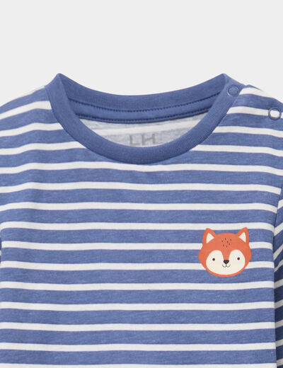 T-shirt manches longues coton ecru b&eacute;b&eacute; gar&ccedil;on