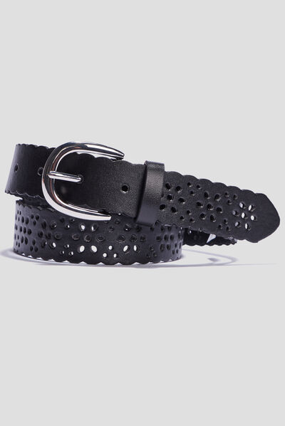 Ceinture perforée noir fille