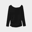 T-shirt cintr&eacute; &agrave; clous col asym&eacute;trique noir femme