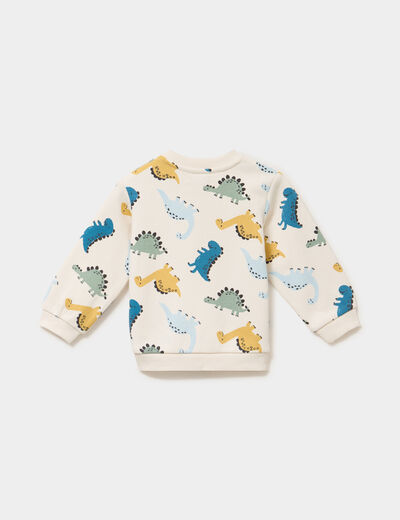 Sweat molletonn&eacute; manches longues ecru b&eacute;b&eacute; gar&ccedil;on